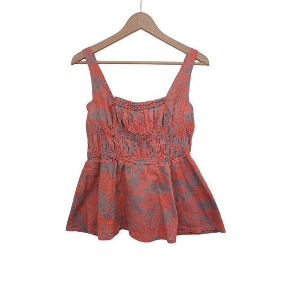Free People Smocked Floral Peplum Boho Tank Top Women's Size 10 - Picture 3 of 6